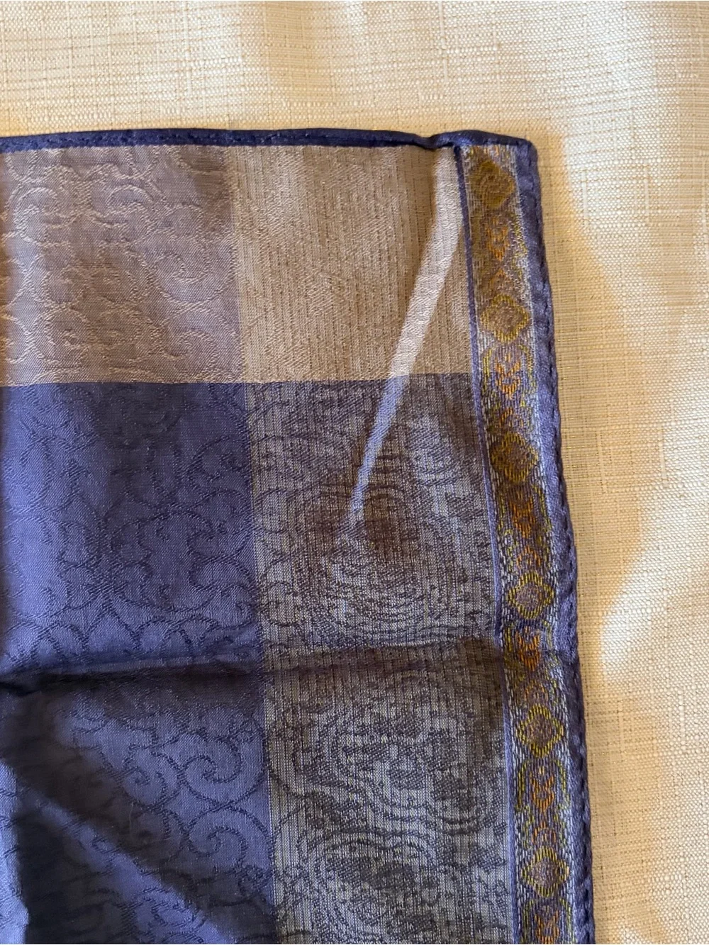 Christian Dior Navy and Gray Scarf /Handkercheif 18”x18”